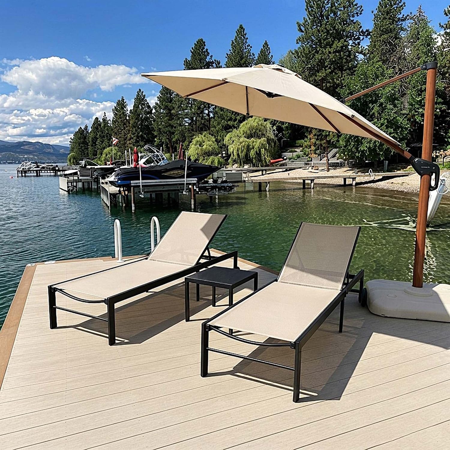 Outdoor Furniture Quick Dry - Набор уличных шезлонгов с колесами и