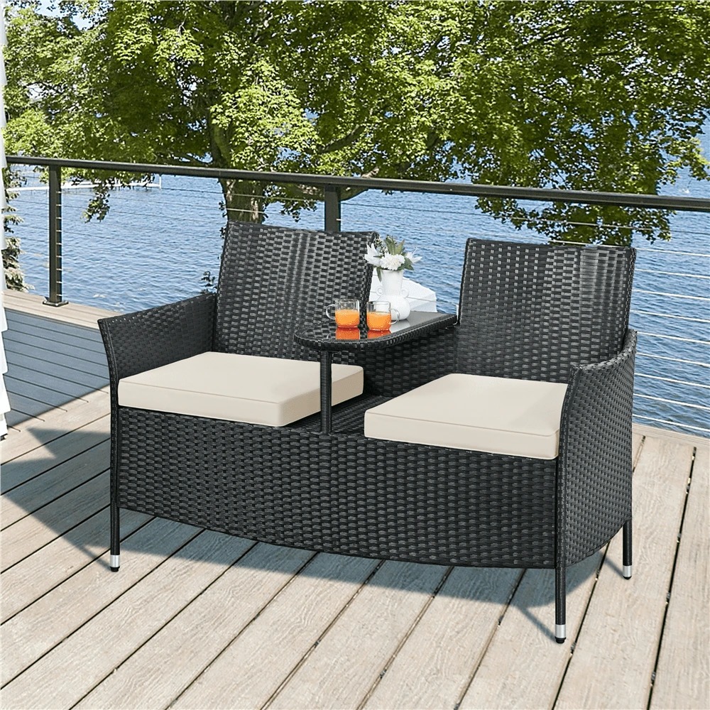 Outdoor Furniture Black - Премиум-комплект уличной мебели из искусственного ротанга: