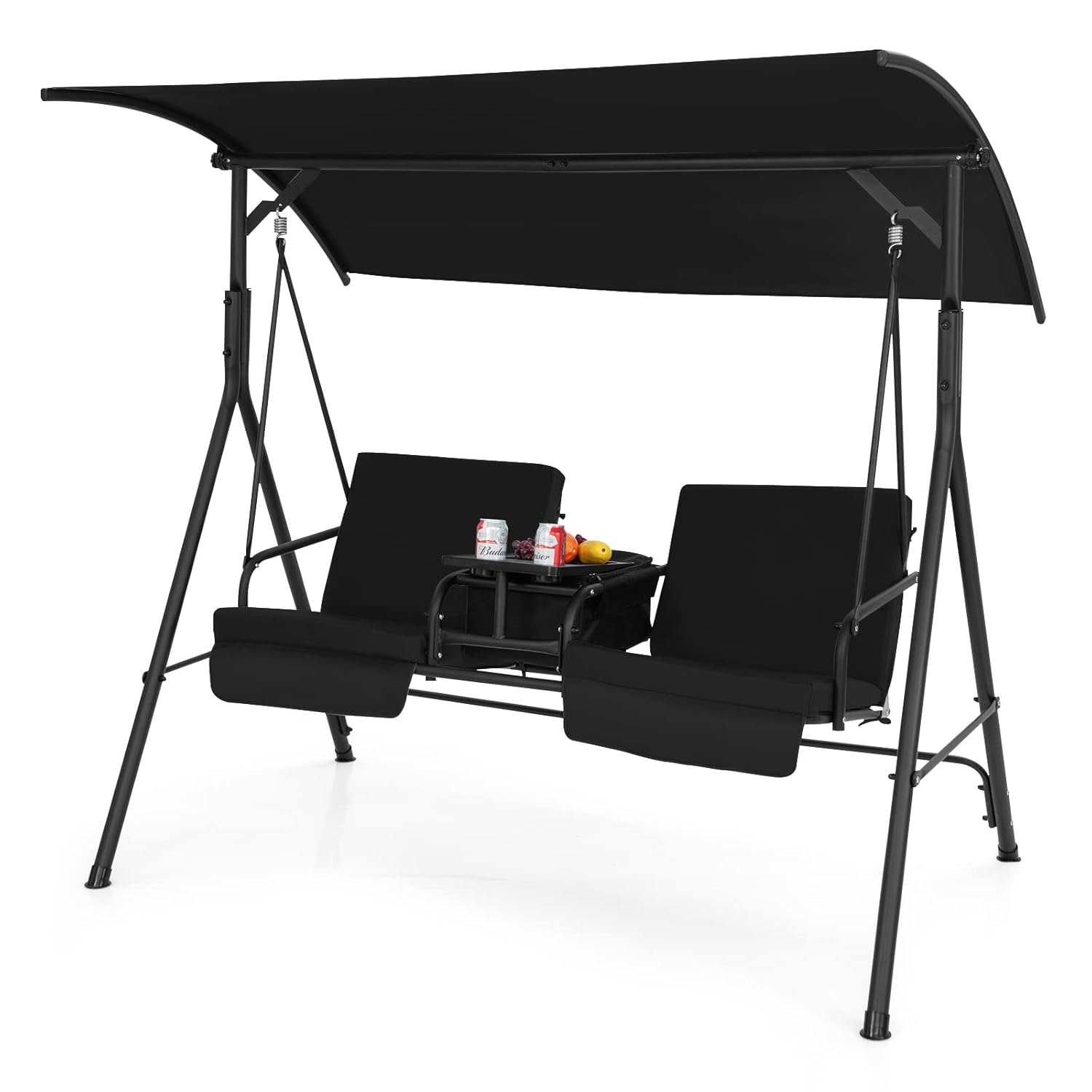 Outdoor Furniture With Storage For Cushions - Двухместные садовые качели с откидным столиком,