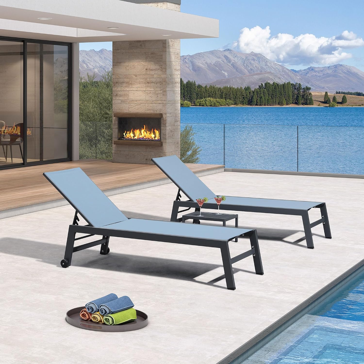 Outdoor Furniture Quick Dry - Быстросохнущий комплект шезлонгов из текстилена для