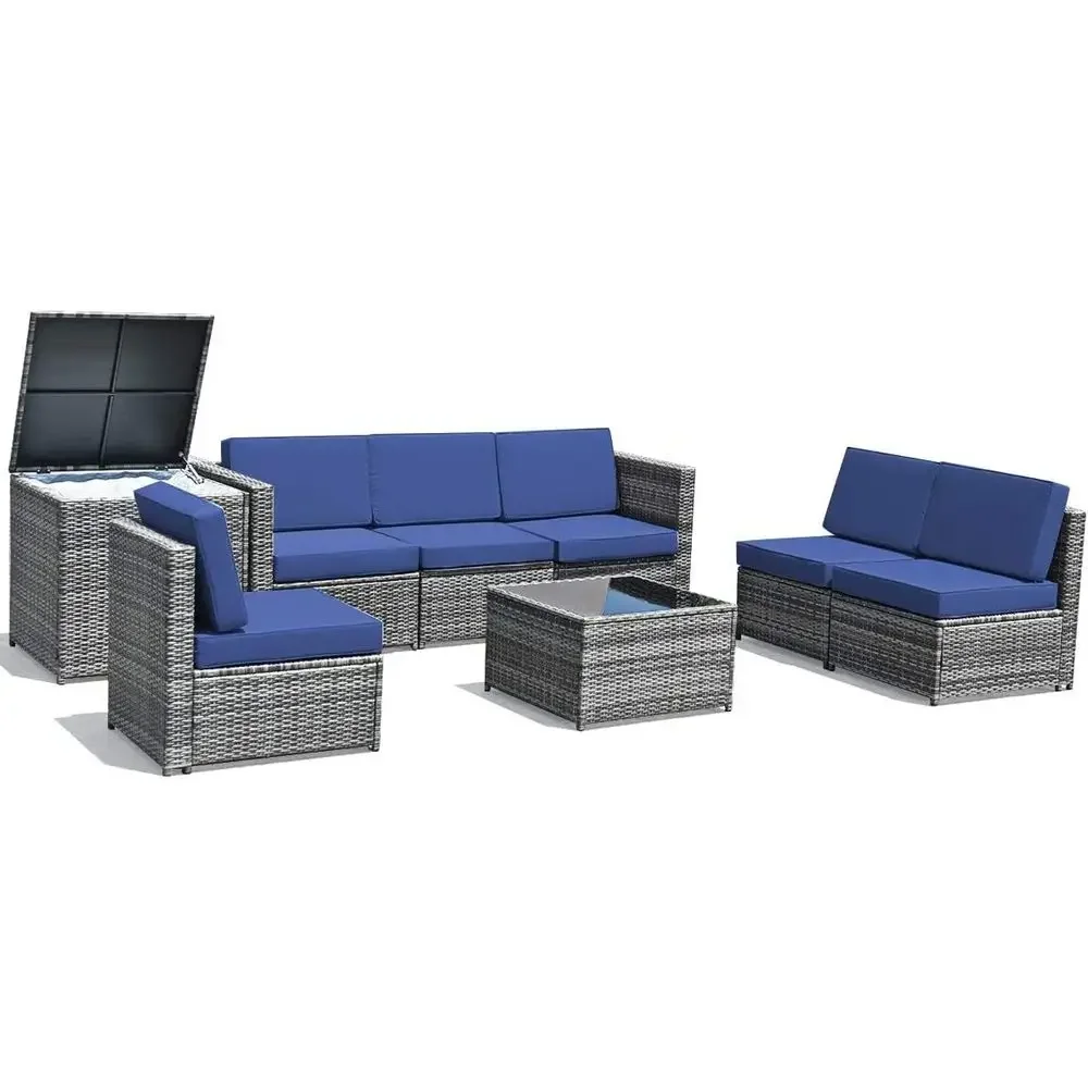 Outdoor Furniture With Storage For Cushions - Комплект садовой мебели из 8 предметов