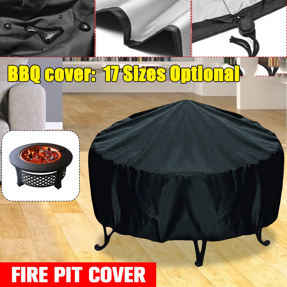 Outdoor Furniture Black - Водонепроницаемый чехол для костра для патио,