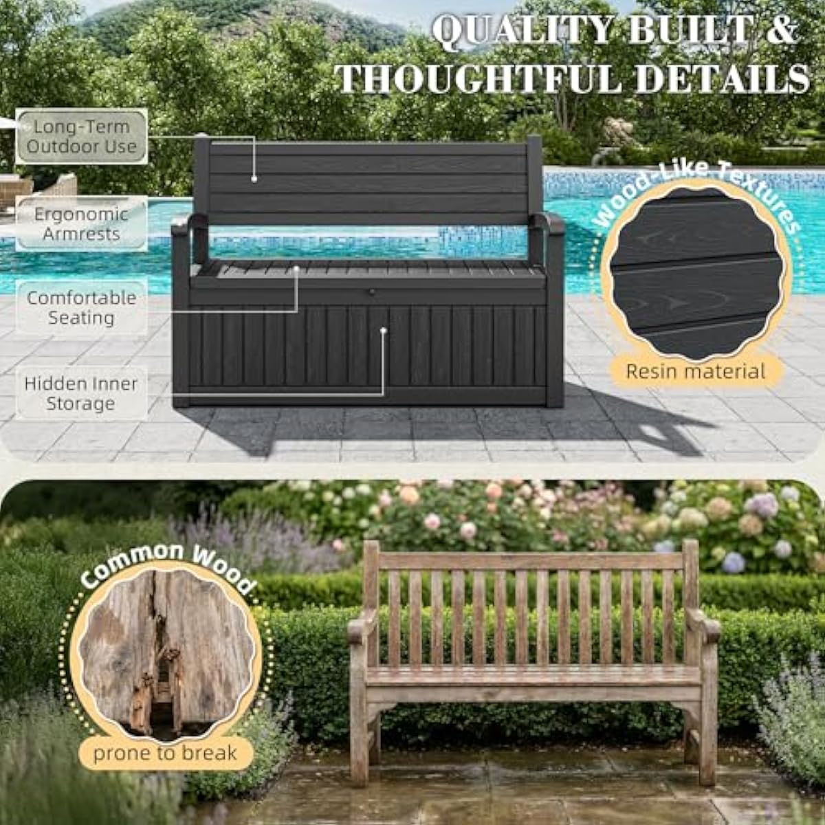Водонепроницаемый ящик-скамья  – обзор и цена Outdoor Furniture With Storage For Cushions