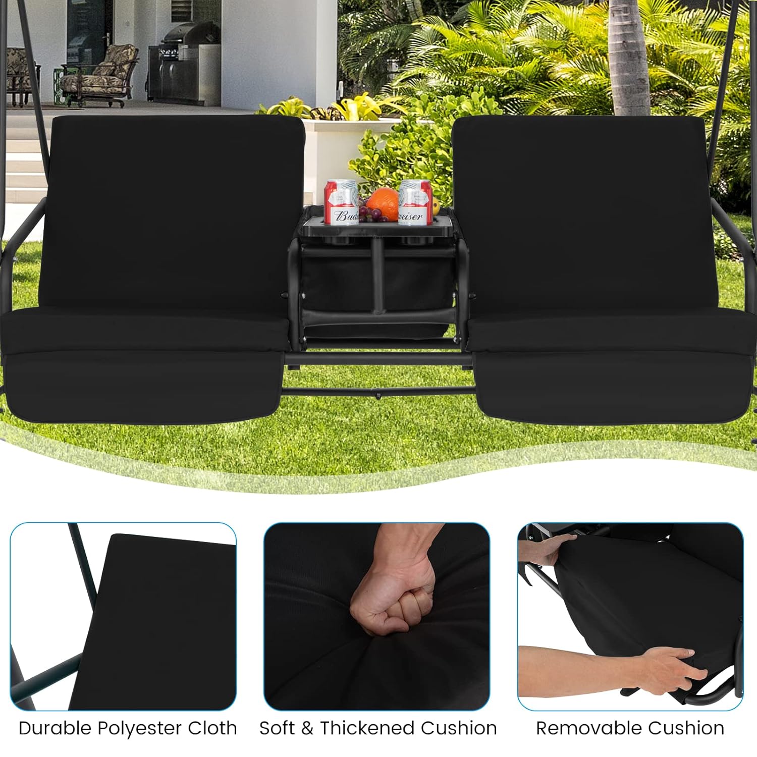 Двухместные садовые качели с о – обзор и цена Outdoor Furniture With Storage For Cushions